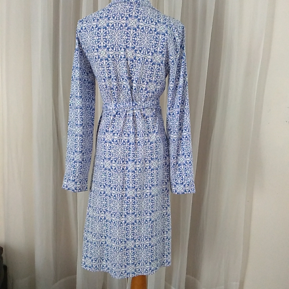 Pendleton Blue White Patterned Wrap Dress Size Mp - image 2